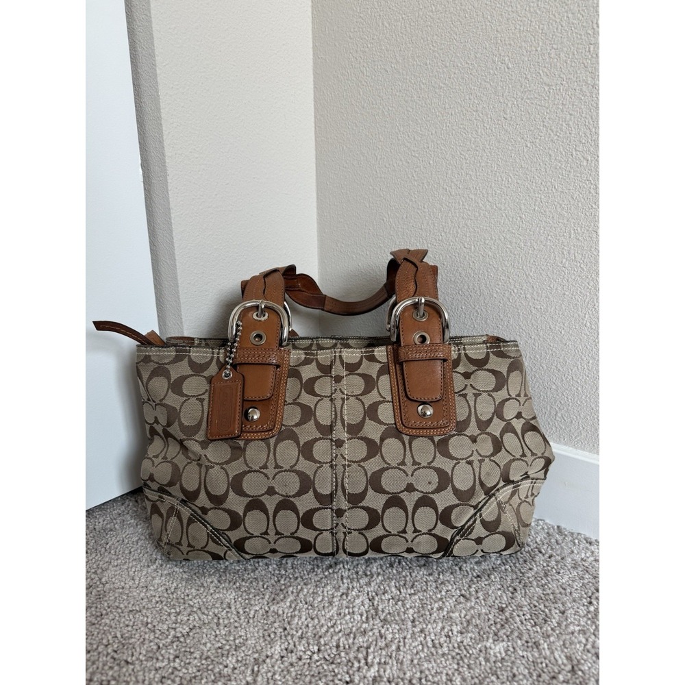 VTG Y2K COACH‎ Soho Signature Tote Braided Handle Brown shoulder bag